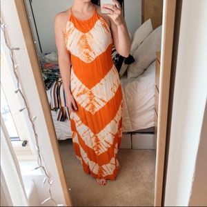 Frankies Bikinis Orange tie-dye Maxi dress